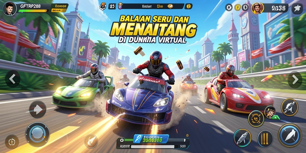 Tampilan gameplay seru dari GIFTRP288 dengan mobil balap cepat.