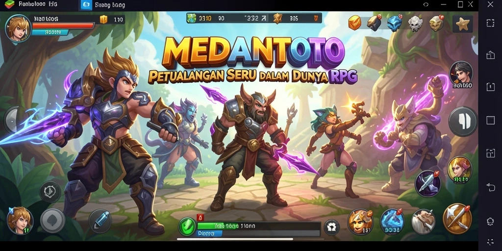 Screenshot gameplay RPG MEDANTOTO menampilkan aksi pertempuran yang intens.