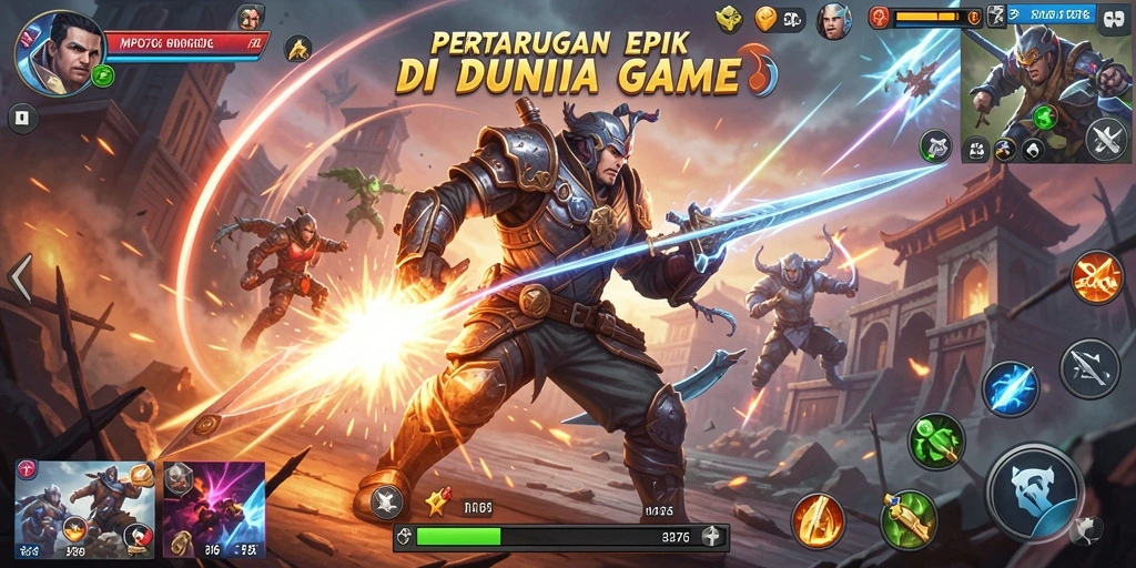 Screenshot MPO76 menampilkan pertarungan seru antara dua karakter di arena.
